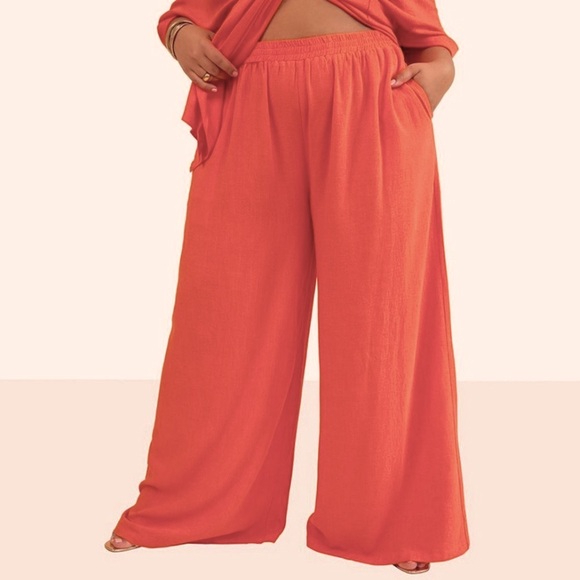 Hot Orange Pants Wide Leg Halloween Holiday Cotton Plus Size XXL Macy’s NEW - Picture 1 of 16